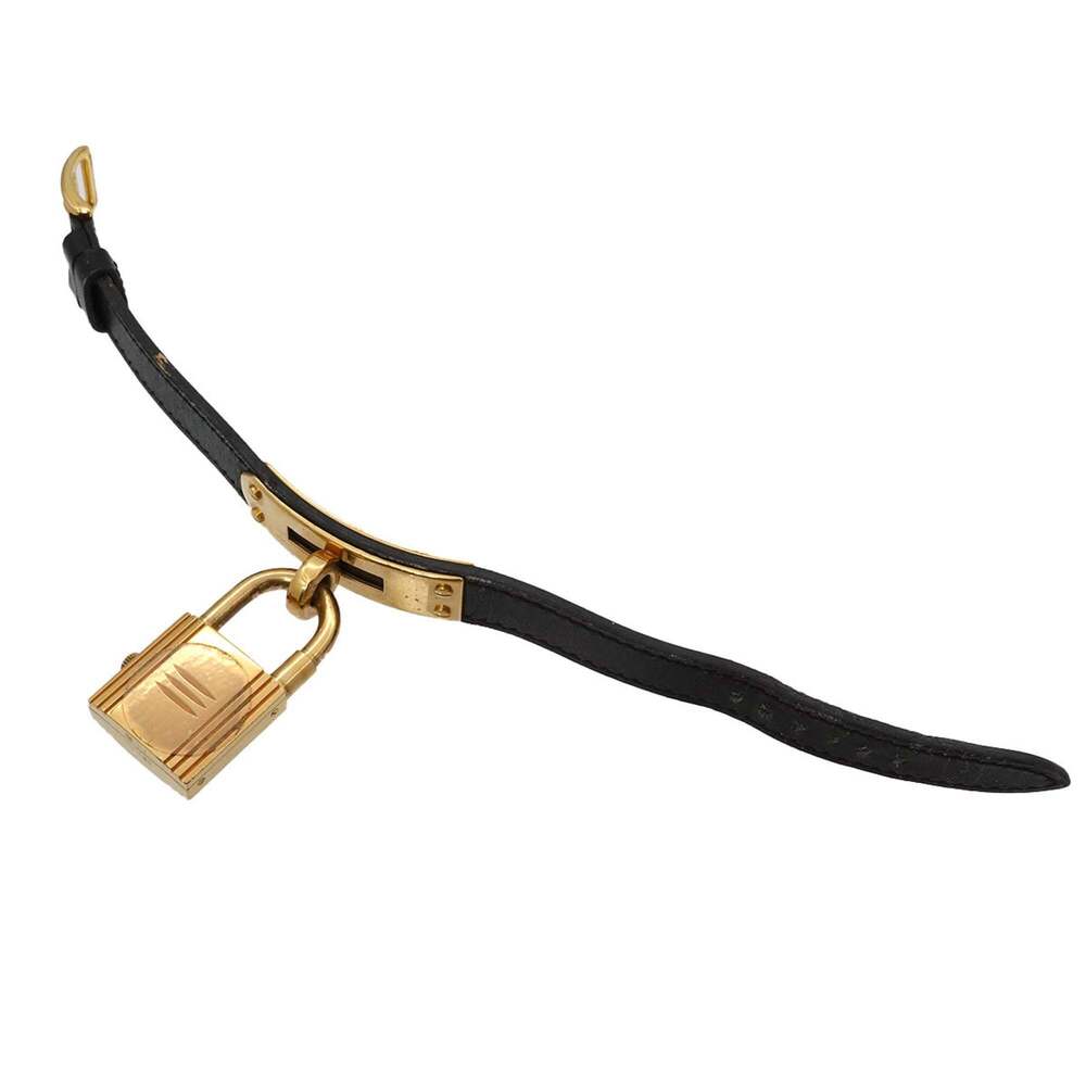 Hermes Gold Padlock Watch on Black Leather Strap - Picture 4 of 9